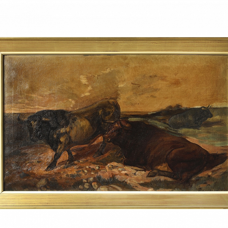 19th-20th Century Spanish School “Toros de Bergel”