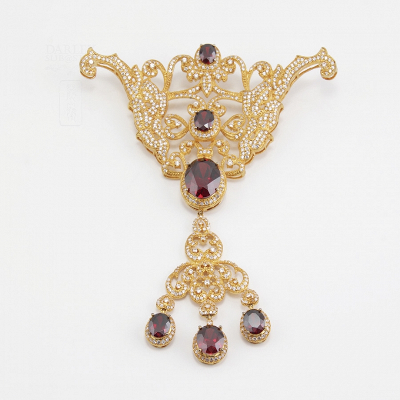 Aderezo de Fallera rojo Rubí y dorado - 1