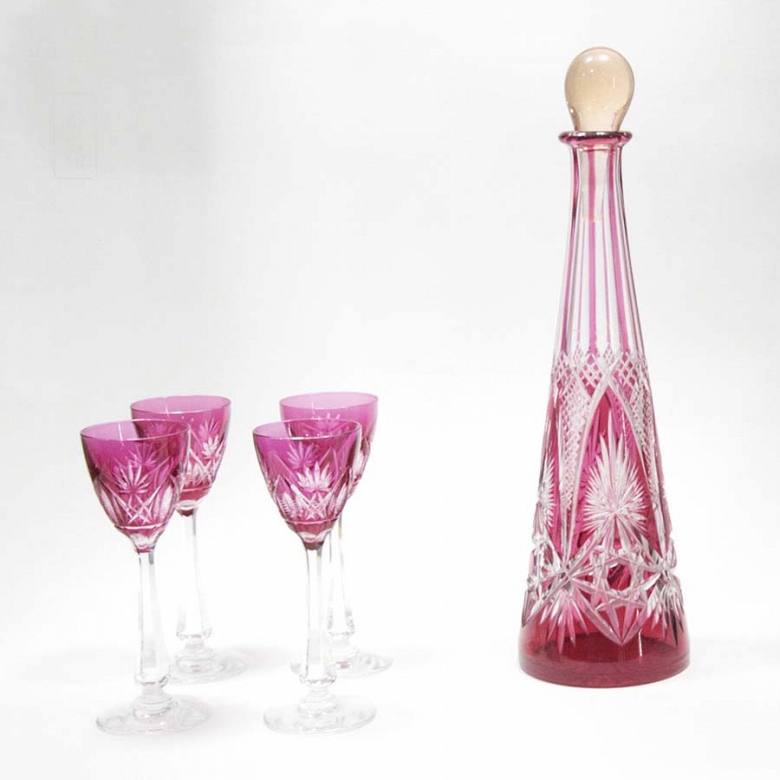 Botella y copas de cristal de Baccarat - 6