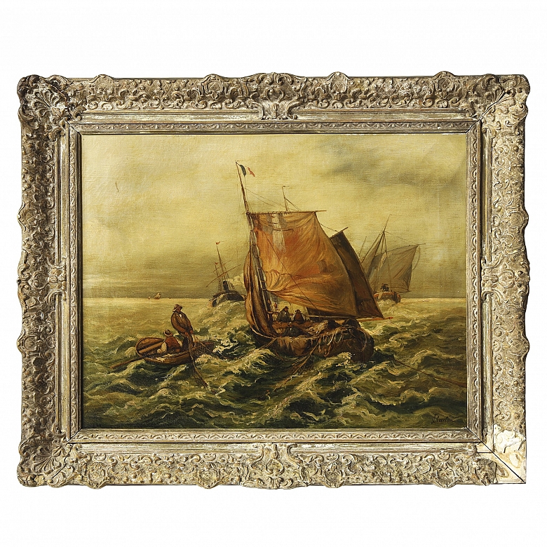 F. Claiton (19th century) ‘Seascape in Storm’