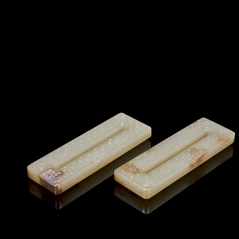 Pair of rectangular jade plaques, Qing Dynasty - 3