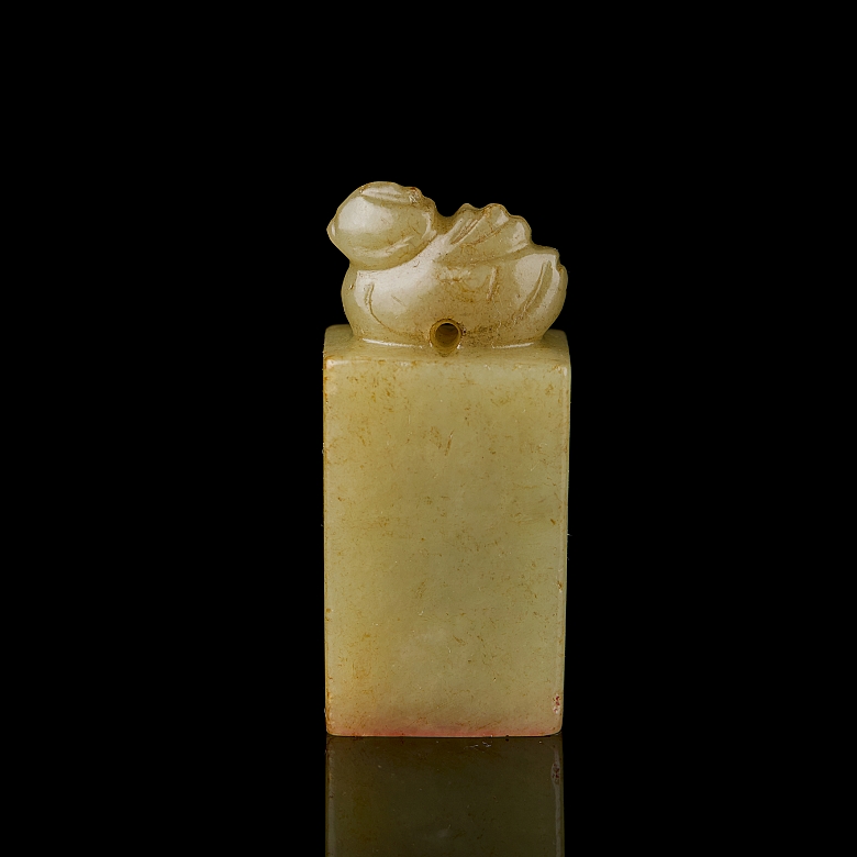 Hetian jade seal ‘Mandarin Duck’, Qing dynasty