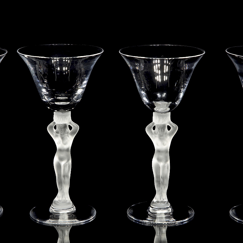 Set of ten sculptural ‘Venus’ glasses, Bayel, 20th century