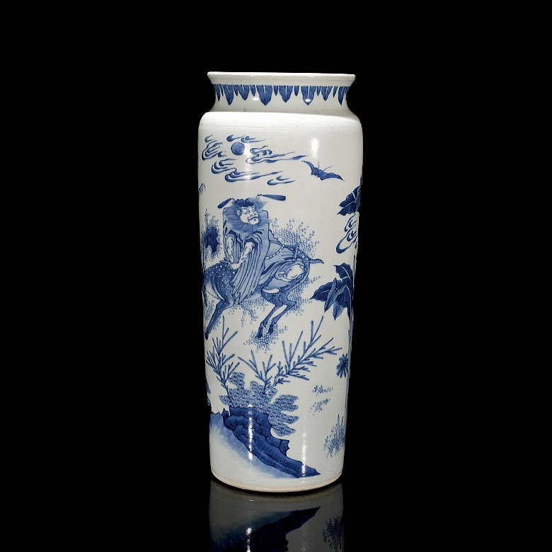 Jarrón de porcelana en azul y blanco 