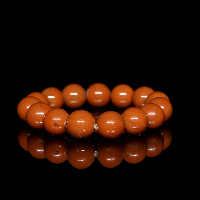 Pulsera de quince cuentas de ágata nanhong, s.XX