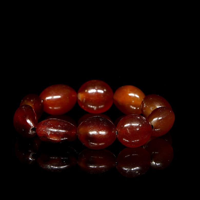 Pulsera de diez cuentas de ágata Alashan, dinastía Liao