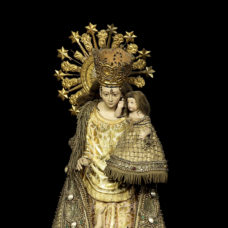 Polychrome ceramic sculpture “Virgen de los Desamparados”, 19th century