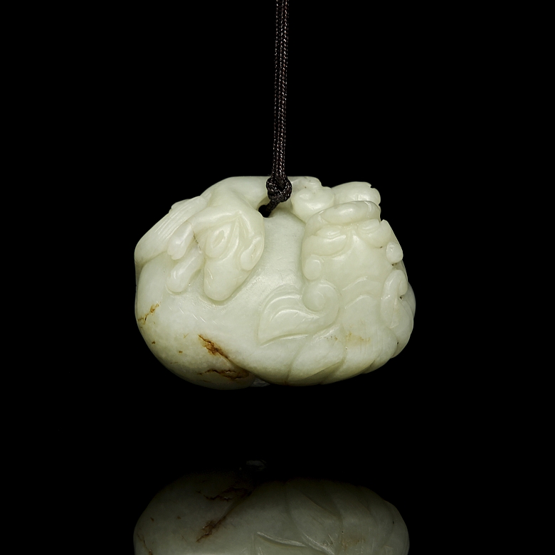 Jade pendant, “Beast with young,” 20th century - 5