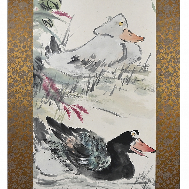 Chinese painting “Ducks in the Pond,” signed Wang Xuetao