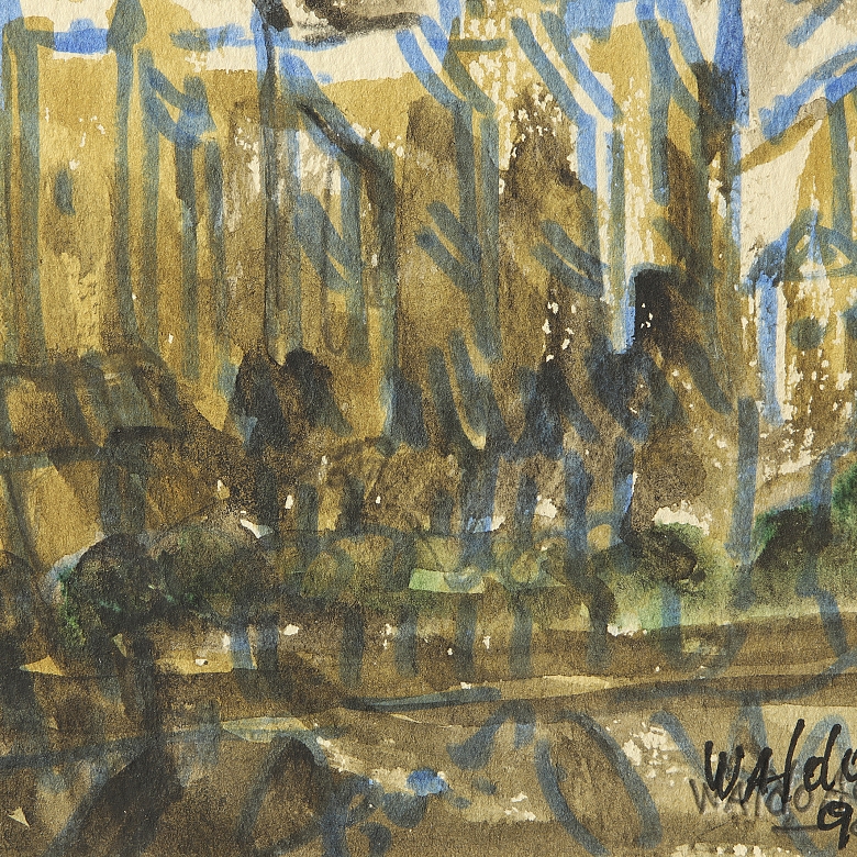 Waldo Aguiar y Carmona (1930–2000) “Pair of Landscapes,” 1994