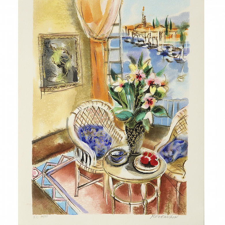 Michael Rozenvain (1963) ''Vase and Fruit''