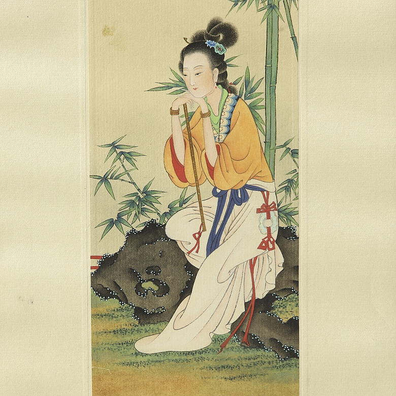 Chinese painting “Lady and poem”, 20th century - 3