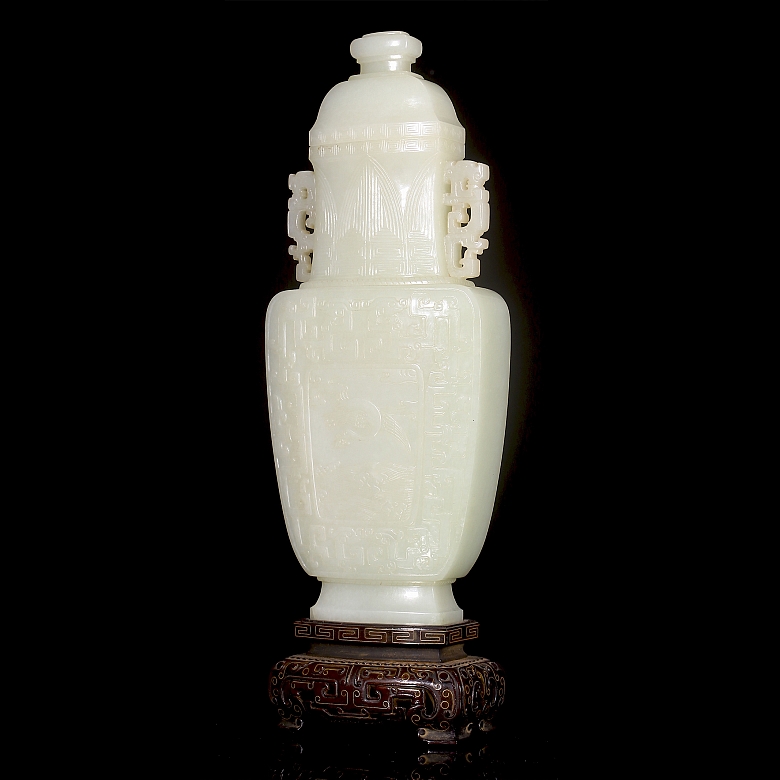 Jarrón de jade blanco de Hetian 