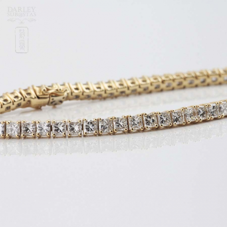 Pulsera riviére en oro amarillo de 18k y diamantes. - 6