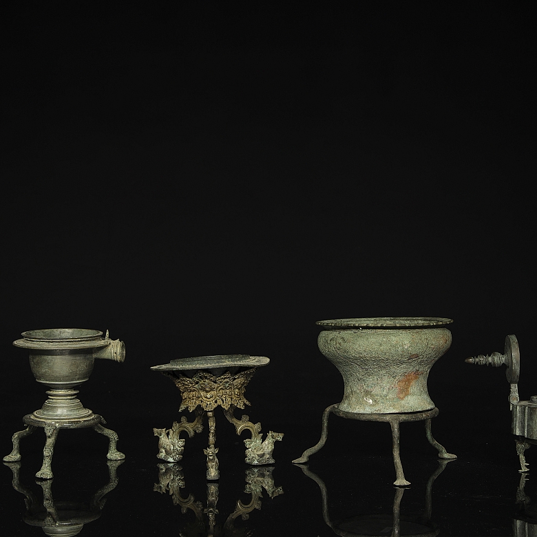 Four ancient bronze objects, Indonesia