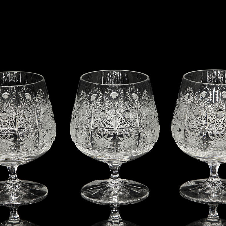 Set of glassware with jug and six glasses, 20th century