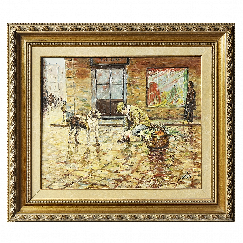 Spanish School (20th century) ‘Way to the Market’, 1973