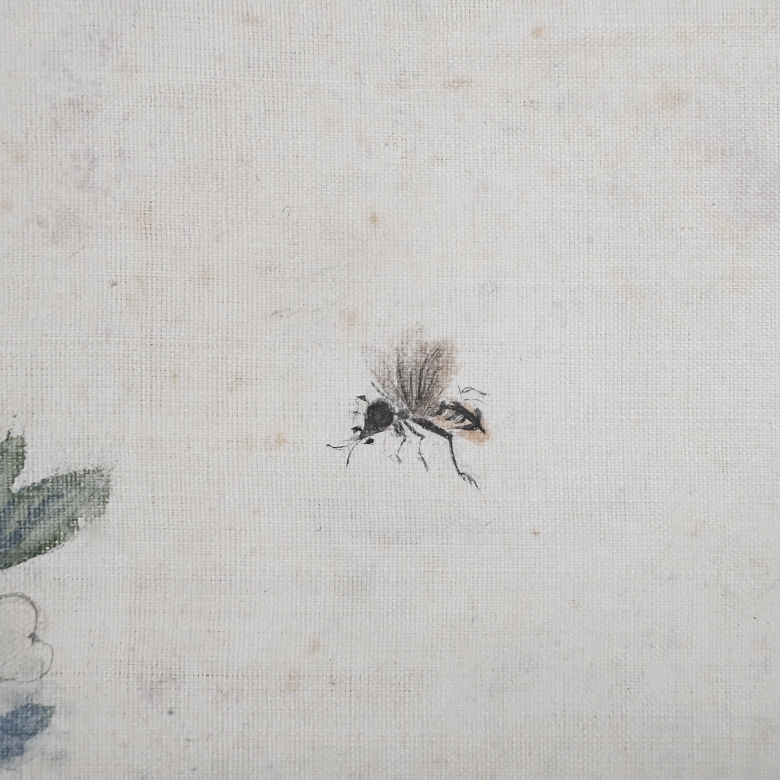 Chinese painting “Flowers and Bee,” signed Ren Xun