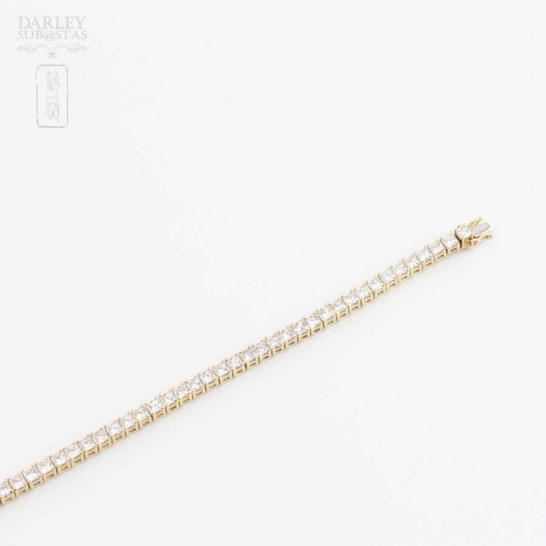 Pulsera riviére en oro amarillo de 18k y diamantes. - 1