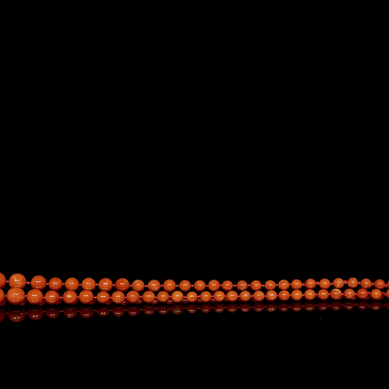 Red coral bead necklace