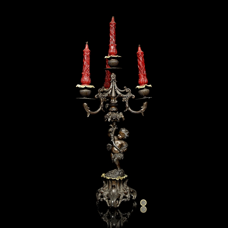 Candelabro de bronce, s.XX - 10