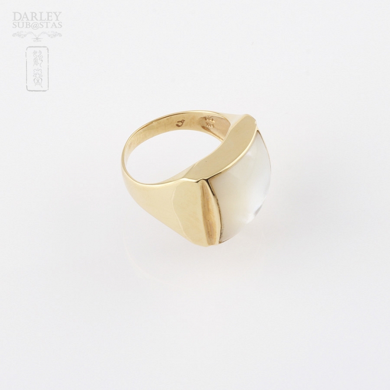 天然珍珠母配18K黄金戒指 - 2