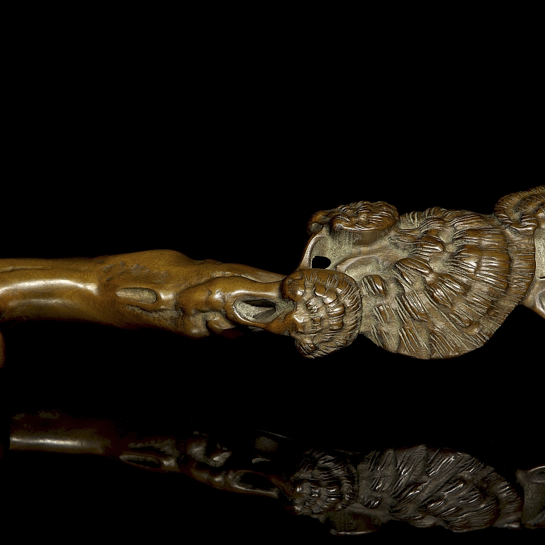 Ruyi carved wood “Lingzhi”, Qing dynasty - 4