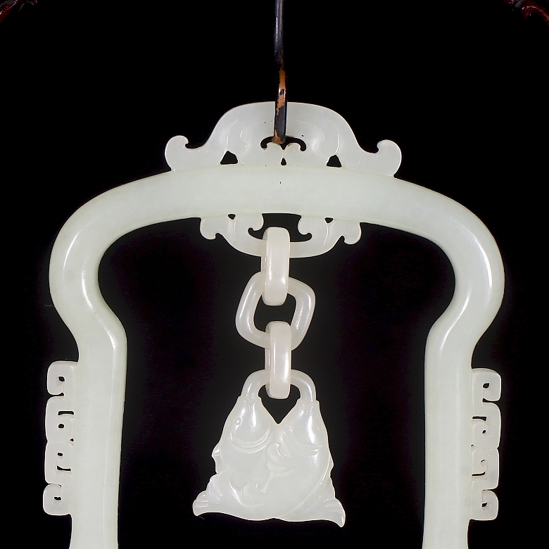 Jarrón colgante de jade blanco de Hetian, dinastía Qing