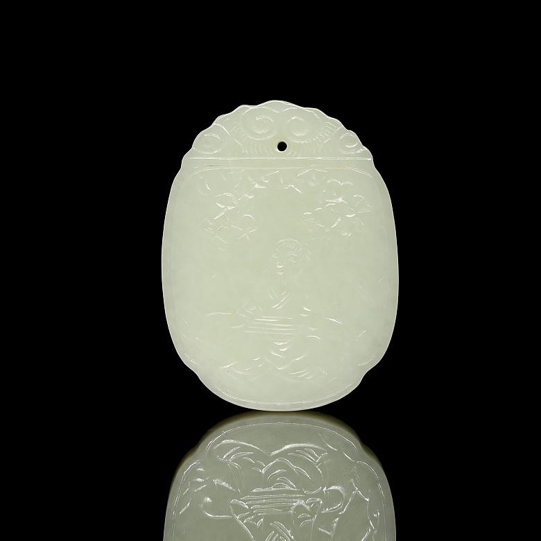 Jade pendant ‘Old Man Playing the Guqin’, Qing dynasty