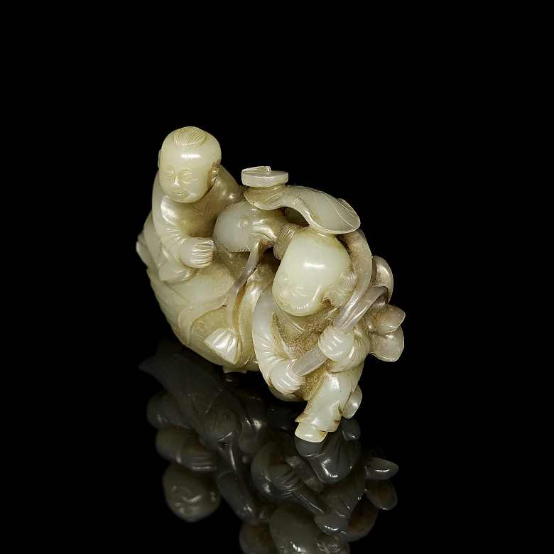 Jade figure ‘Children and Goose’, Qing dynasty - 4