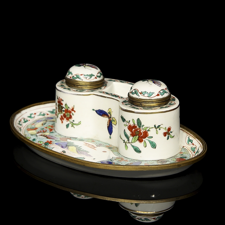 Chantilly style porcelain scrivener's desk, 19th century - 1