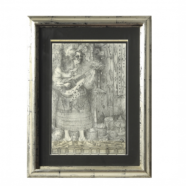 Miguel Ángel Sáez (1946) ‘Woman with Guitar’ - 5