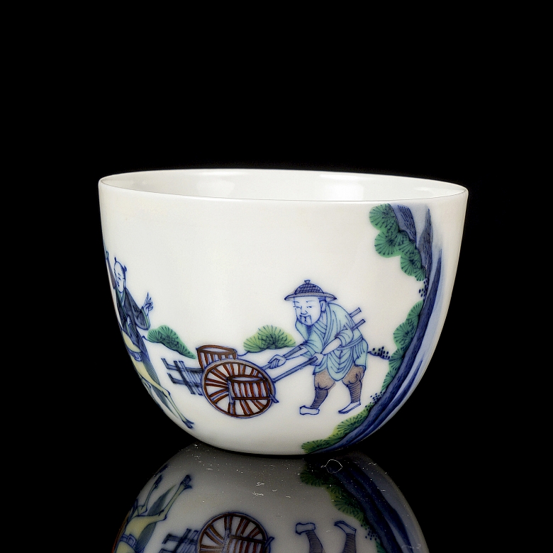 Pareza de tazas de porcelana wucai 