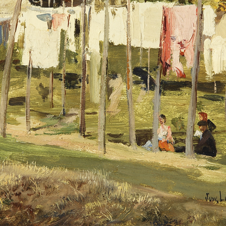 Jose Lupiañez y Carrasco (1864-1933) ‘Washerwomen on the Bridge of Segovia’