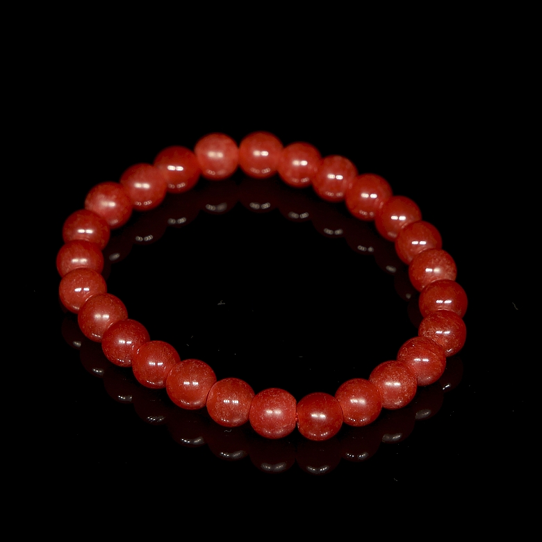 Pulsera de cuentas de ágata Nanhong, dinastía Liao