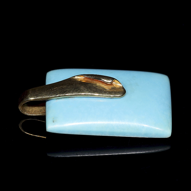 18k yellow gold pendant with turquoise - 3