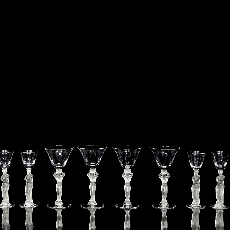 Set of ten sculptural ‘Venus’ glasses, Bayel, 20th century