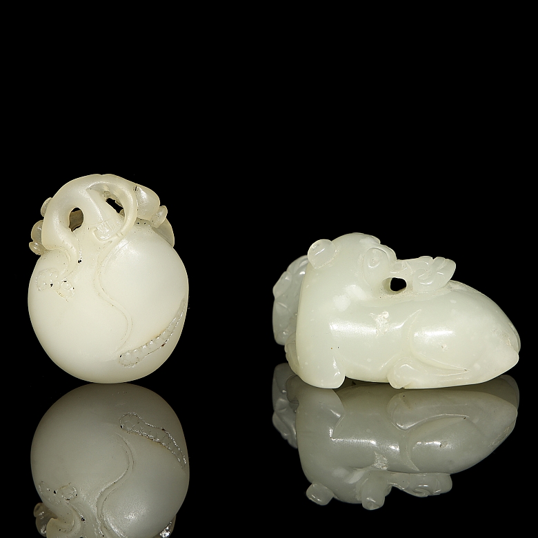 Dos figuras de jade blanco 