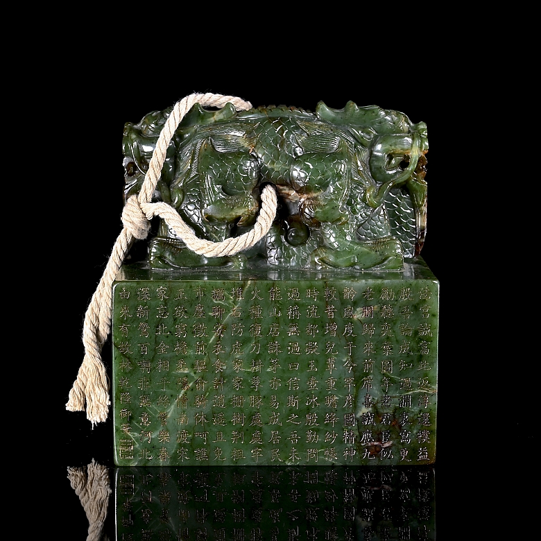 Sello de jade verde espinaca