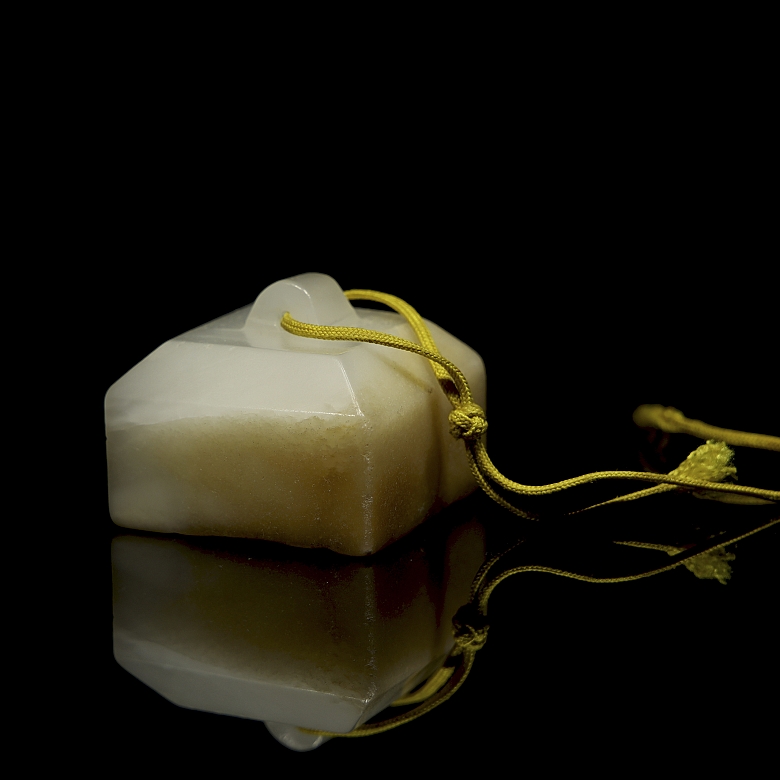 Sello cuadrangular de jade, dinastía Qing