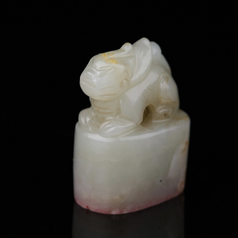 Sello oval de jade blanco de Hetian