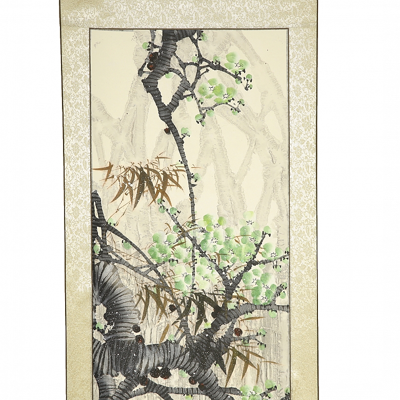 Chinese painting ‘Roosters among branches’, 20th century - 2