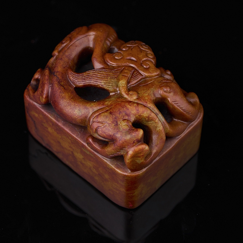 Sello rectangular de jade