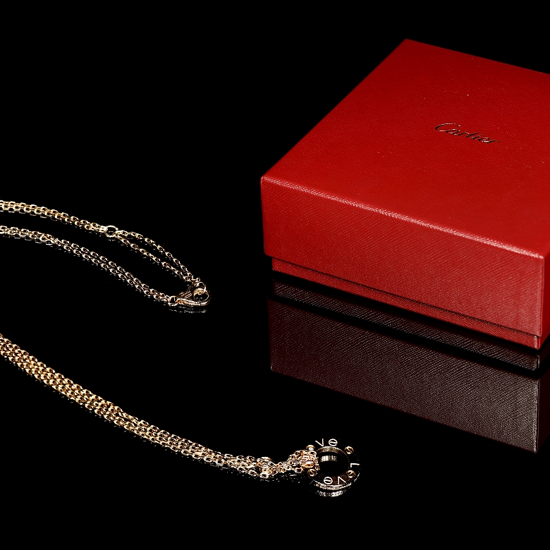 Gargantilla Cartier Love en oro rosa con diamante