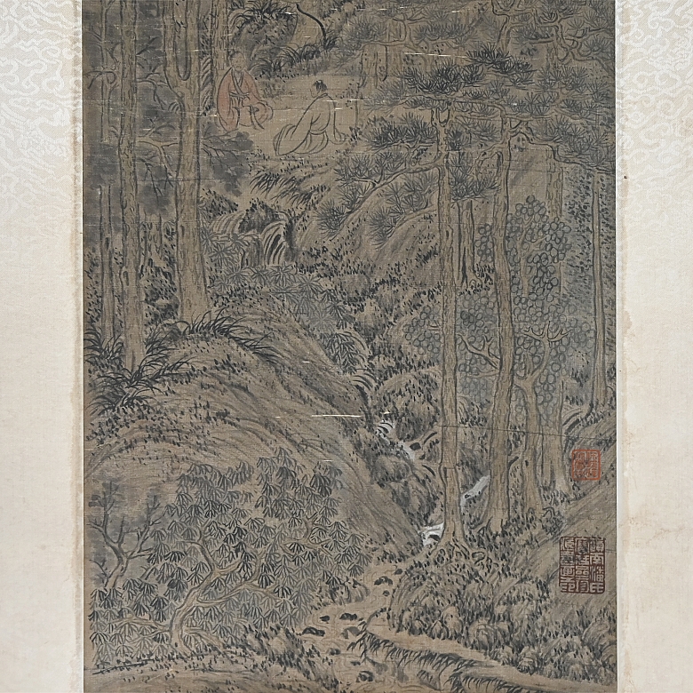 Chinese painting “Mountain and Forest Landscape,” signed Shen Zhou