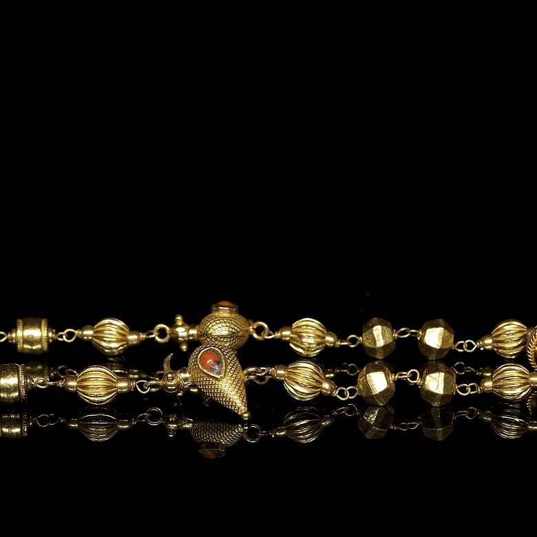 Gold-plated silver and coral necklace, 19th century