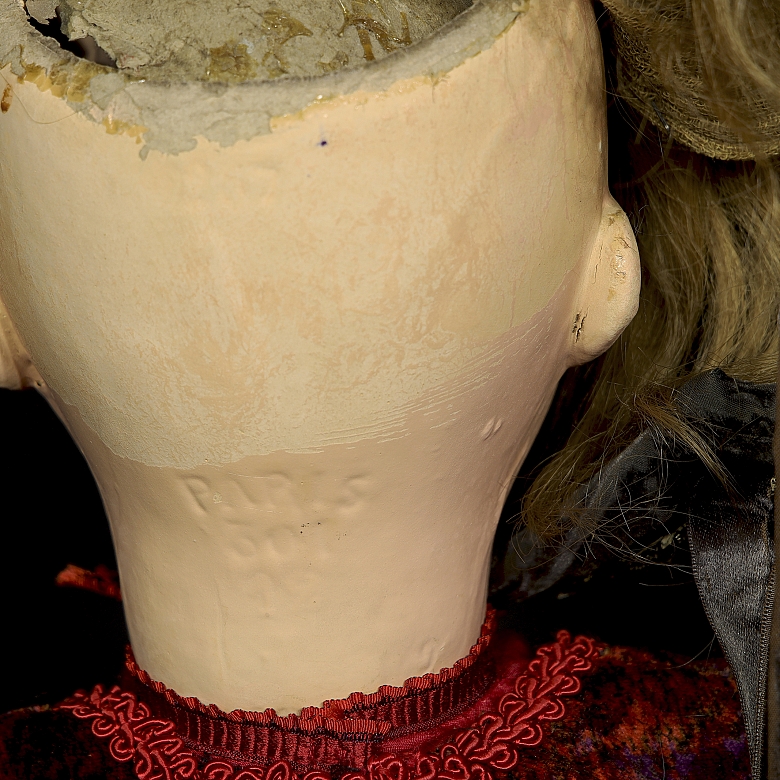 Muñeca de cartón piedra y madera de la SFBJ, París, Francia, c. 1920-1930