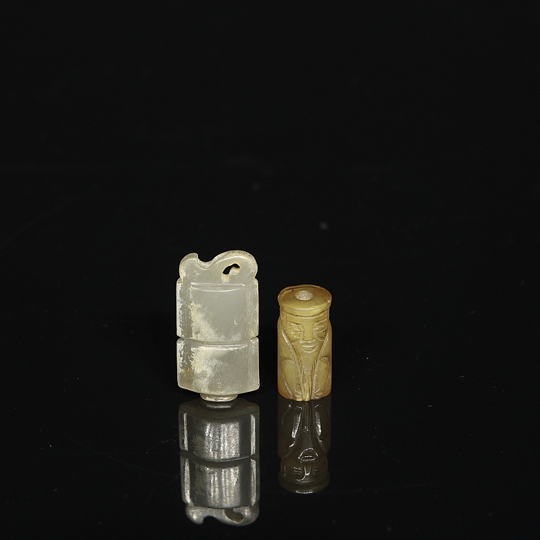 Carved jade pendants ‘Two Treasures’, Han dynasty - 8