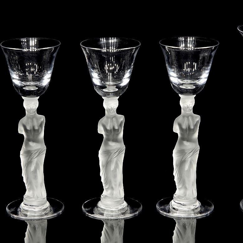 Set of ten sculptural ‘Venus’ glasses, Bayel, 20th century