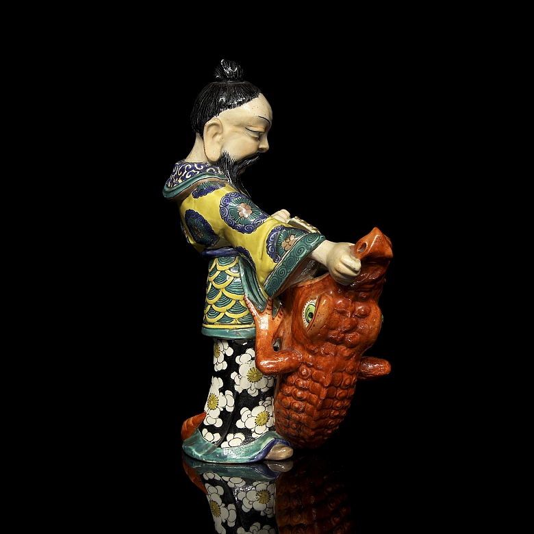 Chinese porcelain scrivener “Man with crocodile” 20th century - 2